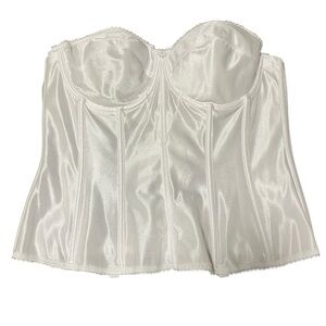 Dominique Satin Underwire Bustier Corset White Bridal Bra Top 42B